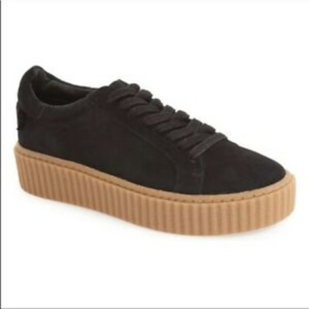J/Slides Suede Platform Black Suede Lace Up Sneaker